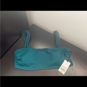 Shade & Shore Bikini Top Womens Large Dark  Green Padded Swim suit Cut Out NWT